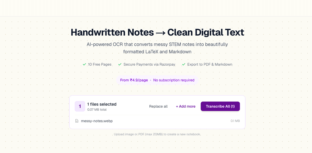 Axiom Notes – Handwritten Math to LaTeX & Markdown